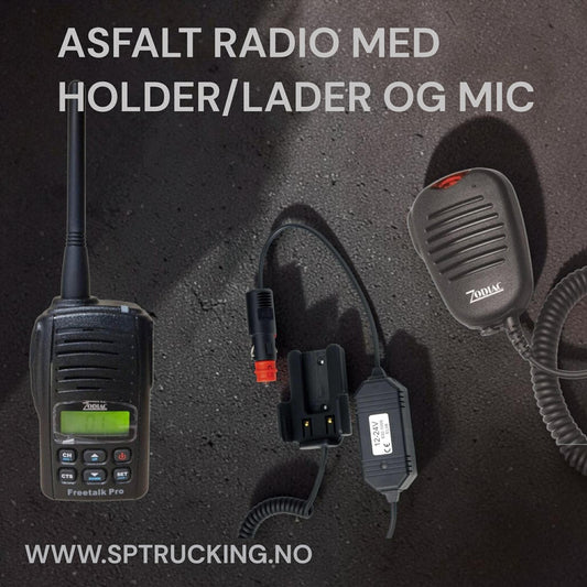 Asfalt Radio med fastmontert Brodit Holder/Lader