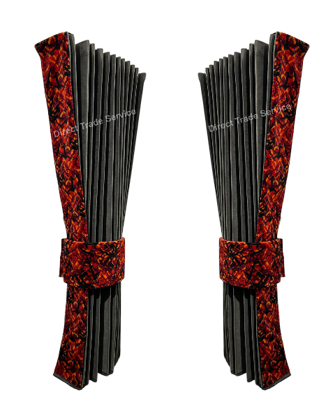 Gardiner Mørk Grå med rød Bus Plusj kant.