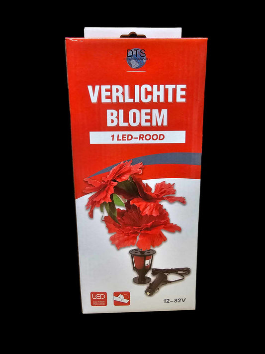Lysende blomst LED rødt lys 10-30 volt