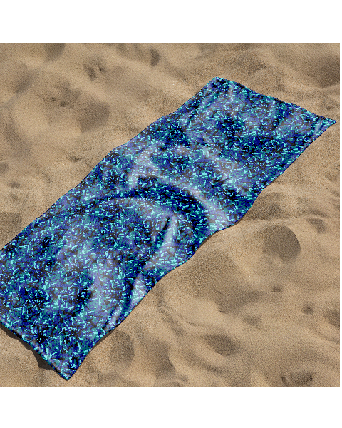 Håndkle i blått bus plysj motiv.