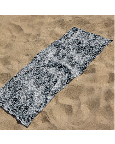 Håndkle i grått bus plysj motiv.