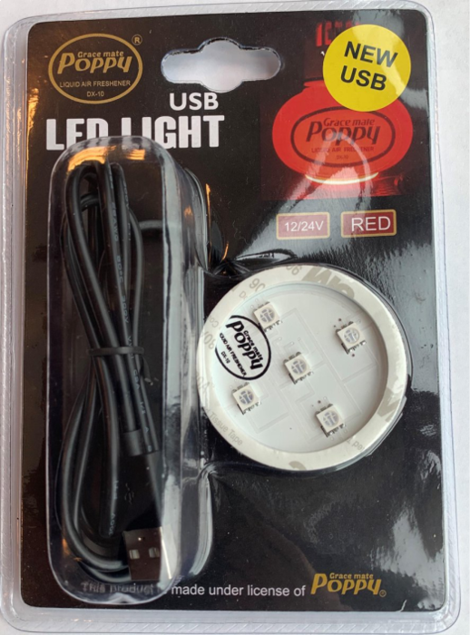 Poppy led light RØD USB kontakt.