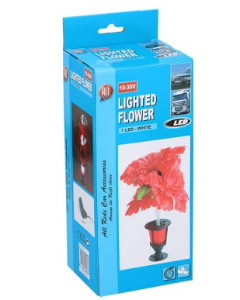 Lysende Blomst Rødt lys i lykta og Hvitt lys i fibrene opp i blomst LED 10-30V