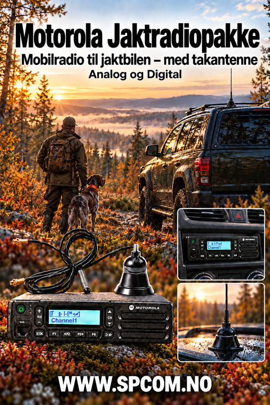 Jakt / Sikringsradio pakke med antenne. Montering i Bil