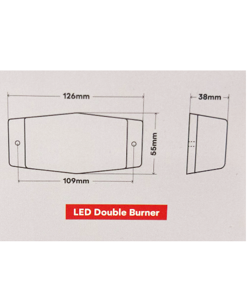 DTS LED Double Burner Sota Glass – DUAL Color Hvit/Orange