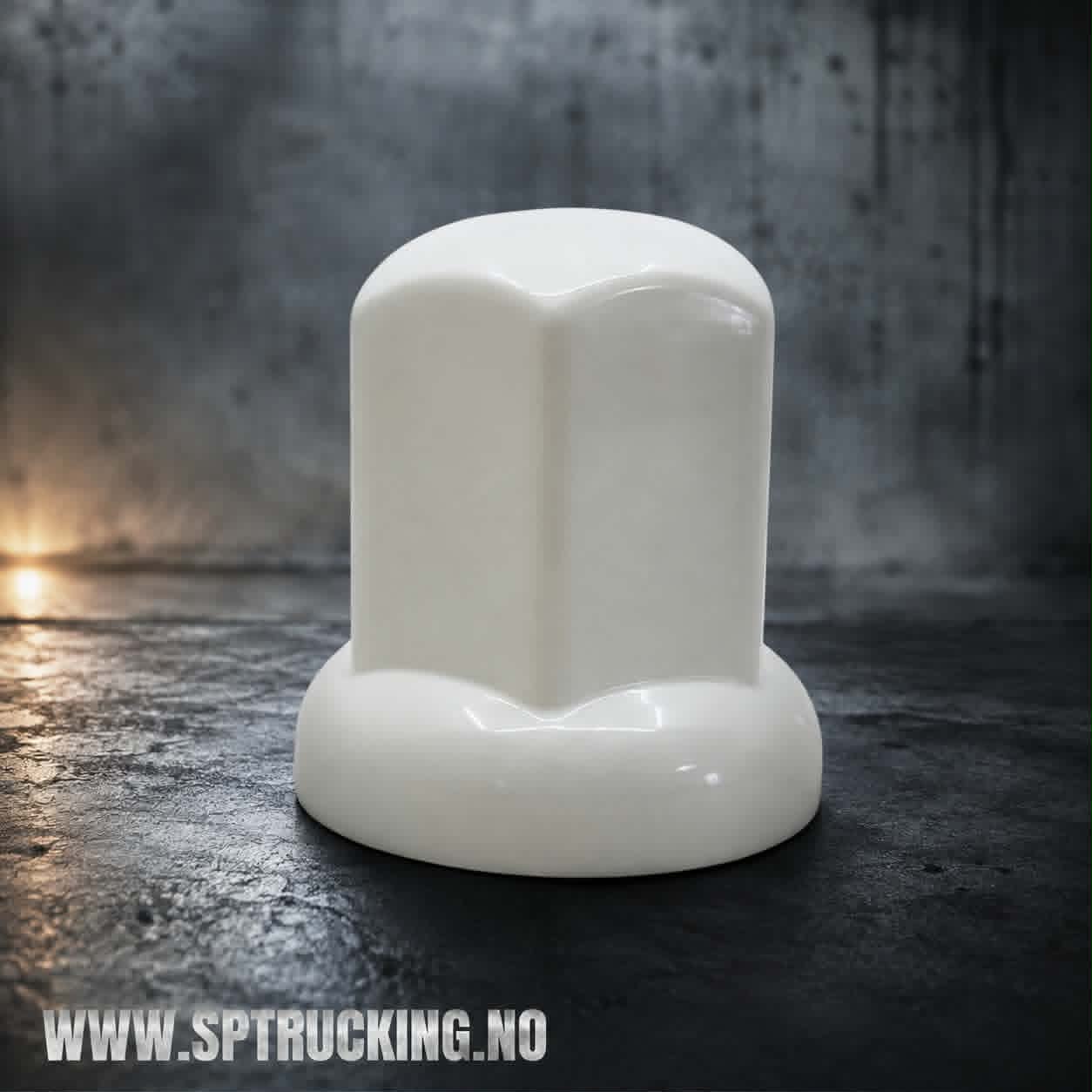 Hvite Hjulmutter hetter, Høy modell. Plastik
